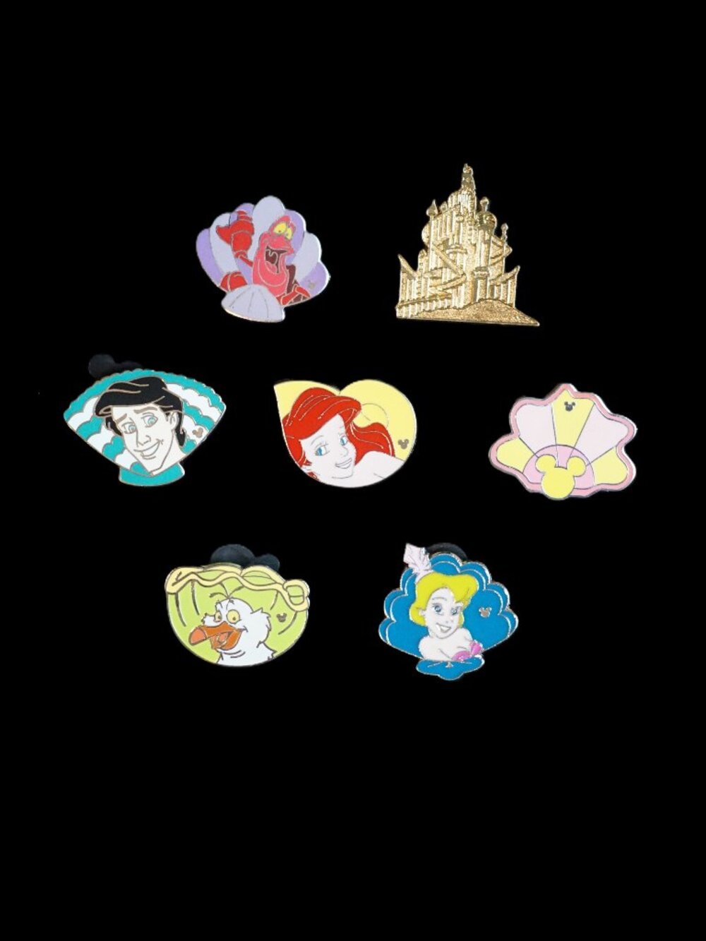 Disney Pin Trading 7 Pin Lot Featuring Under the Sea With Princess Ariel (100)